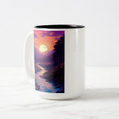 川渓谷の上の紫色の地平線。 ツートーンマグカップ (正面左)