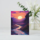 川渓谷の上の紫色の地平線。 ポストカード (スタンド正面)