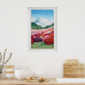 川瀬巴水によるつつじ園からの富士山 ポスター (キッチン)