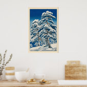 川瀬巴水 冬の版画 雪に覆われた松 ポスター (キッチン)