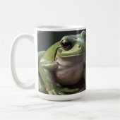 川疑問に思寄りの二羽の厚緑のカエル コーヒーマグカップ (左)