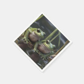 川疑問に思寄りの二羽の厚緑のカエル スタンダードカクテルナプキン (角)