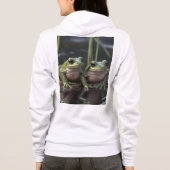 川疑問に思寄りの二羽の厚緑のカエル パーカ (裏面)