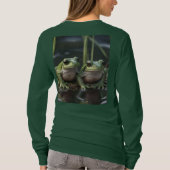 川疑問に思寄りの二羽の厚緑のカエル Tシャツ (裏面)