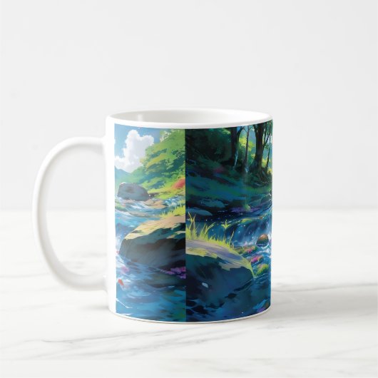 川絵画の一つ絵画の コーヒーマグカップ (左)