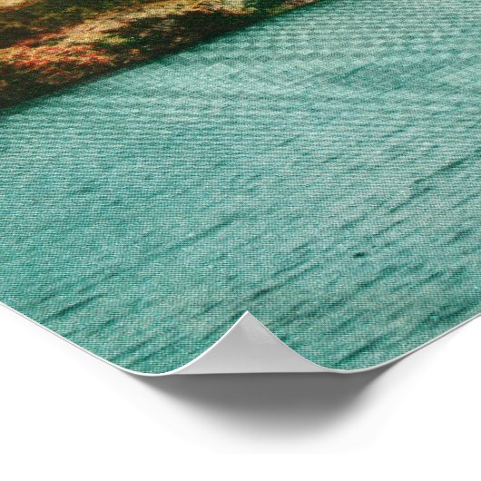 川船とサクラメント川の景色 ポスター (角)