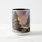 川芸術凍っていの冬のクラシカル街並み マグカップ (中央)