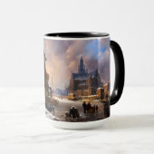 川芸術凍っていの冬のクラシカル街並み マグカップ (正面右)