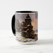 川芸術凍っていの冬のクラシカル街並み マグカップ (正面左)