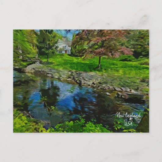 川走が通る。ニューイングランドUSA ポストカード (正面)