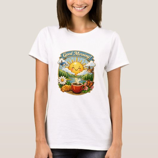 川辺の日の出コーヒー Tシャツ (正面)