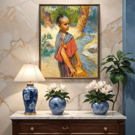 川辺の若い娘 ポスター