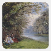 川辺の若い婦人 スクエアシール (正面)