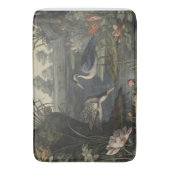 川辺の青い鶴の植物的なシーン バスマット (正面縦)