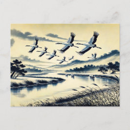 川飛んでいるの上に浮かぶ中国のインクP ポストカード