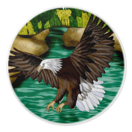 川飛んでいる山の上の鷲パーソナライズされた セラミックノブ