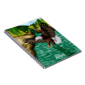 川飛んでいる山の上の鷲パーソナライズされた ノートブック (右側)