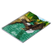 川飛んでいる山の上の鷲パーソナライズされた ノートブック (左側)