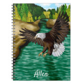 川飛んでいる山の上の鷲パーソナライズされた ノートブック (正面)