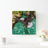 川飛んでいる山の鷲 スクエア壁時計 (ホーム)