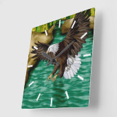 川飛んでいる山の鷲 スクエア壁時計 (傾斜)