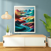 川鮮やか渓谷：抽象芸術ランドスカカラフルップ ポスター