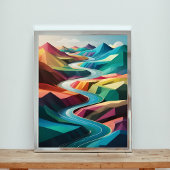 川鮮やか渓谷：抽象芸術ランドスカカラフルップ ポスター