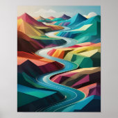 川鮮やか渓谷：抽象芸術ランドスカカラフルップ ポスター (正面)