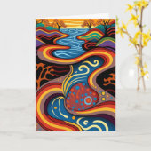 川、アボリジニ、夢の時間。 カード (黄色い花)