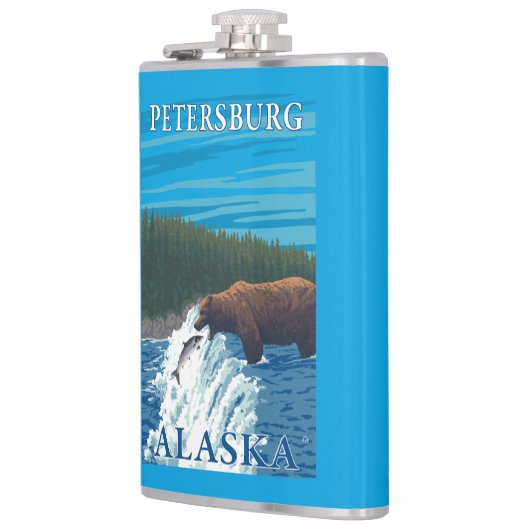 川-ピーターズバーグ、アラスカのくまの魚釣り フラスク (左)