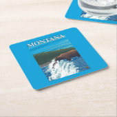 川-モンタナのくまの魚釣り スクエアペーパーコースター (アングル)