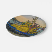 川、モンテビデオ、ウルグアイでセーリングするタグボート ペーパープレート (アングル)