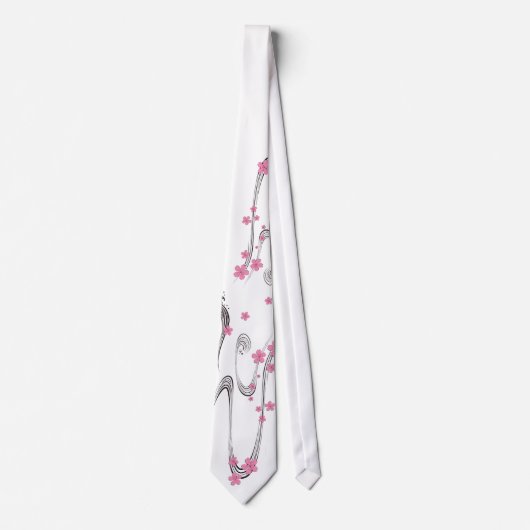 川-日本人のデザインのタイ上の桜 ネクタイ (正面)