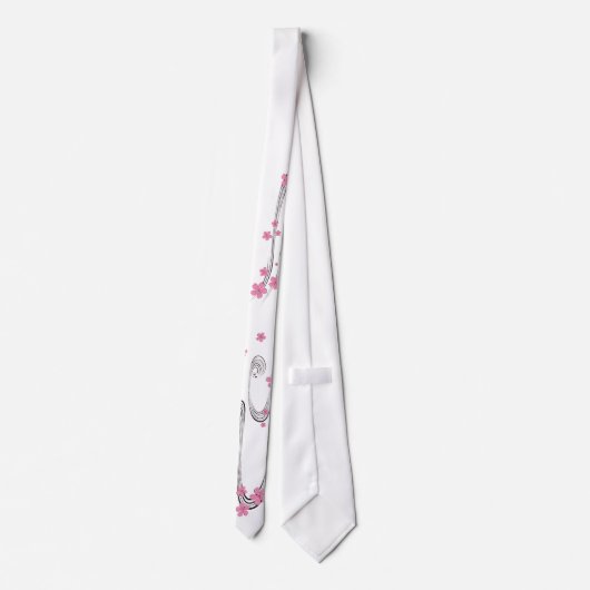 川-日本人のデザインのタイ上の桜 ネクタイ (裏面)