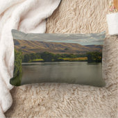 川、砂漠と農地の風景、平和 ランバークッション (ブランケット)