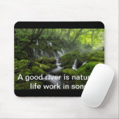 川 – 緑の森 – 引用文ミックス マウスパッド (マウス)