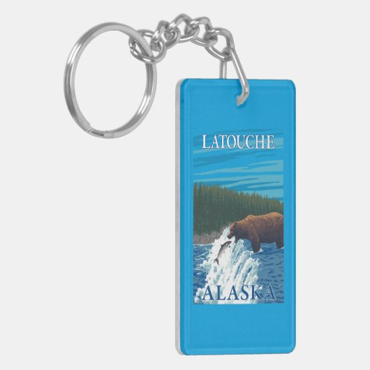 川- Latouche、アラスカのくまの魚釣り キーホルダー (正面左)