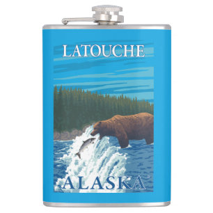川- Latouche、アラスカのくまの魚釣り フラスク
