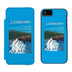 川- Latouche、アラスカのくまの魚釣り iPhone SE/5/5sウォレットケース
