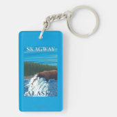 川- Skagway、アラスカのくまの魚釣り キーホルダー (裏面)