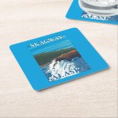 川- Skagway、アラスカのくまの魚釣り スクエアペーパーコースター (アングル)