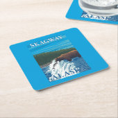 川- Skagway、アラスカのくまの魚釣り スクエアペーパーコースター (アングル)