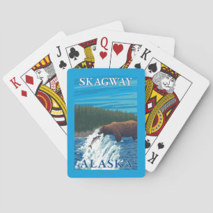 川- Skagway、アラスカのくまの魚釣り トランプ