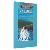 川- Valdez、アラスカのくまの魚釣り クリップボード (右)