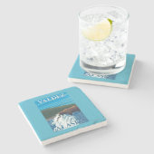 川- Valdez、アラスカのくまの魚釣り ストーンコースター (横)