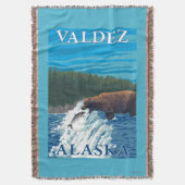 川- Valdez、アラスカのくまの魚釣り スローブランケット (正面縦)