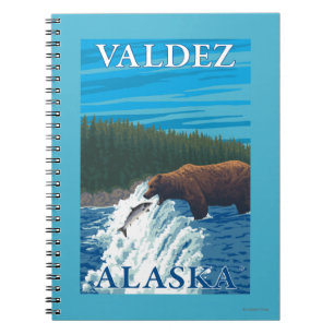 川- Valdez、アラスカのくまの魚釣り ノートブック