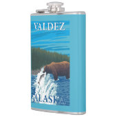 川- Valdez、アラスカのくまの魚釣り フラスク (左)