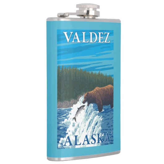 川- Valdez、アラスカのくまの魚釣り フラスク (右)