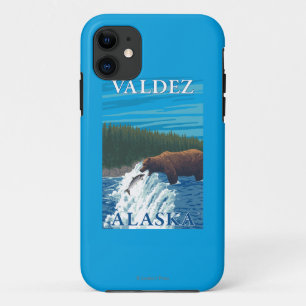 川- Valdez、アラスカのくまの魚釣り iPhone 11 ケース